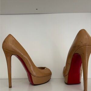 Christian Louboutin Tan Heels with Red Soles